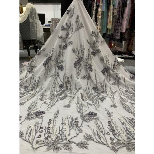 French Tulle Lace Fabric with beads SYJ-3186816 High Quality African Lace Fabric Latest Lace Material For Evening Party