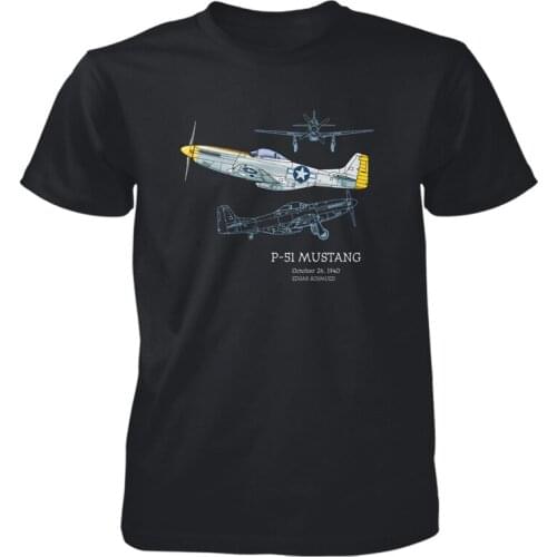 WWII US Air Force P-51 Mustang Fighter T-Shirt. Summer Cotton Short Sleeve O-Neck Mens T Shirt New S-3XL