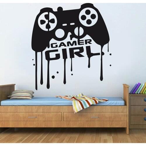 Gamer Girl Wall Decal Eat Sleep Game Personalised Controller Video Game Deco Customized For Kids Bedroom Vinyl Sticker 2276
