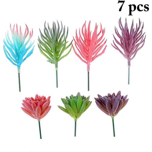7PCS Faux Succulents DIY Lifelike Mini Artificial Succulents Desktop Landscape Office Decor Plastic Fake Plants Home Decor