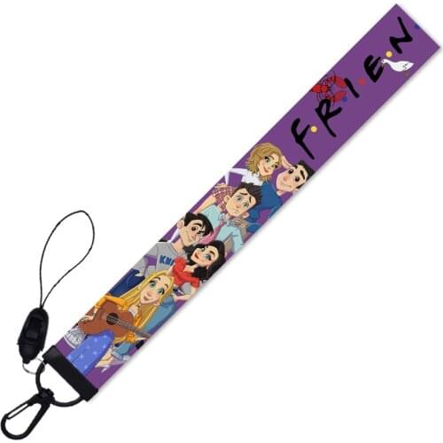 Classic Friends TV Show Comics Print Hand Rope Webbing Keychain Cell Phone Straps Wrist Short Lanyards Key Chain Ring Fans Gift