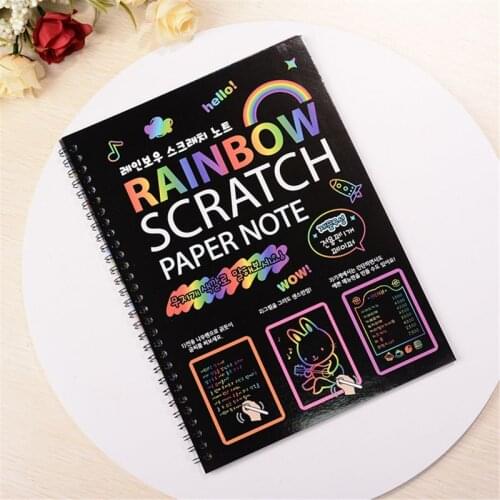 2PCS Large Magic Color Rainbow Scratch Art Paper Note book Fully Black Drawing 63HE