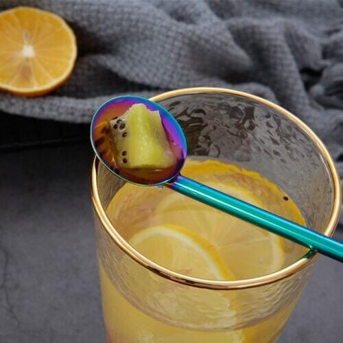 Colorful Home Stainless Steel Thick Fine Drinking Straws Spoon Brush Kits Convininent Straws 7pcs Set