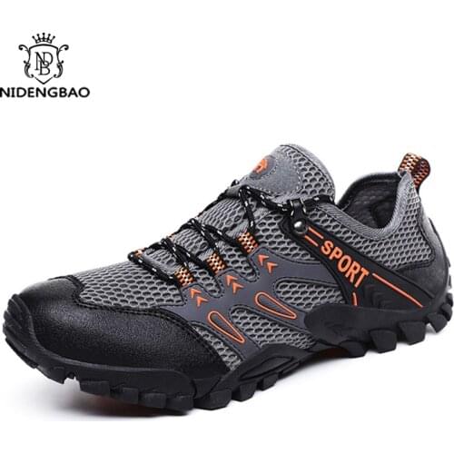 Summer Men Hiking Shoes Lace Up Men Sport Shoes Mesh Outdoor Men Sneakers Climbing Shoes Man Trekking Footwear Free Shipping