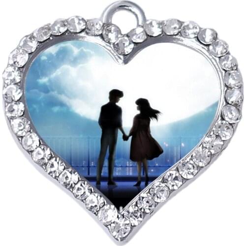 Fashion City Couple Pattern Sticker Crystal Charm for Exquisite Valentines Day Jewelry DIY Pendant