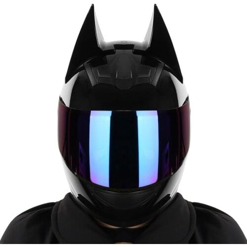 Black Helmet Motorcycle Men Women Casco Moto Personality Moto Ear Helmet Full Face Motorycele Helmet Motocross Capacete Casque