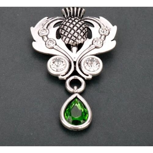 MQCHUN Fashion Jewelry Scottish Thistle Brooch Pin Crystal Vintage Scottish National Flower Brooches Pins Party Prom For Women