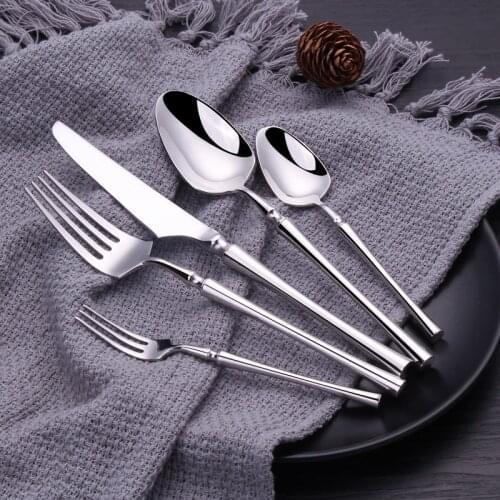 24Pcs 30Pcs Glossy Dinnerware Set 18/10 Stainless Steel Good Mirror Silver Cutlery Set Tableware Set Drop Shipping
