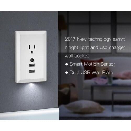 American standard wall socket wall plug USB switch with small night lamp 2.4A quick charge intelligent