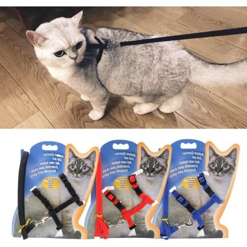 Nylon Adjustable Pet Cat Harness Leash Set Kitten Chest Collar Traction Rope Pet Harness Lead Belt Cat Walking Accessories