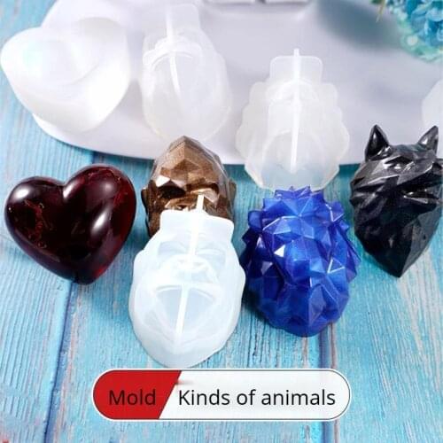 New Crystal Epoxy Mold Resin Mould DIY Orangutan Head Lion Wolf Head Animal Decoration Silicone Mold Candle Making Kit Soap Form