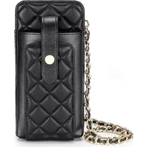 Sheepskin Small Fragrant Style Rhomboid Mobile Phone Bag Womens Diagonal Bag Ladies Shoulder Messenger Bag Leather Chain Bag