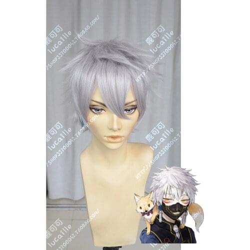 Anime Touken Ranbu Online Nakigitsune Cosplay Wigs Short Fluffy Heat Resistant Synthetic Hair Wig + Wig Cap