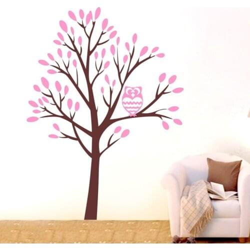 Custom Color Large Jungle Owl Tree Wall Art Stickers Vinyl Decal Home Kids Decor Mural DIY Nursery Room Wall Sticker D-56