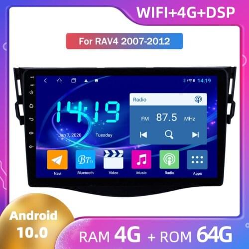 Hot Android 10 For Toyota RAV4 2007 2008 2009 2010 2011 2012 Android Car Large Screen GPS Navigation Car Multimedia Video Player