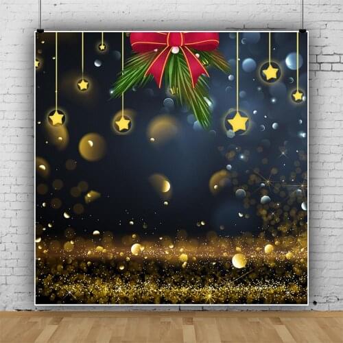 Xmas Decor Backdrop Aperture Shine Stars Bow-knot Background Christmas Party Decoration New Year Photo Studio Props Photo Booth