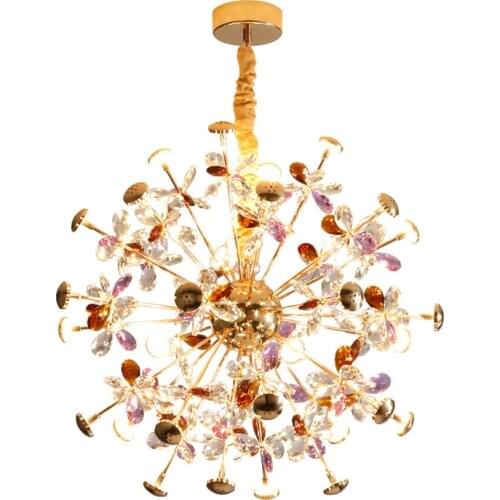Modern Dandelion LED Chandelier Fashion Branch Chandelier Lamp Decoration Firefly Ceiling Crystal Colorful Chandelier
