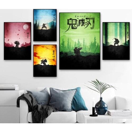 Modern Home Decor Canvas Painting Anime Demon Slayer Picture Posters HD Prints Modular Nordic Style Living Room Wall Sticker Art