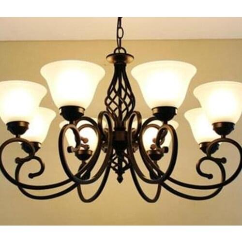 Modern Metal Body Glass lampshade Chandelier E27 Led bulb Light Ceiling Lamp European Traditional Decoration Lighting Fixture M