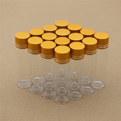 50pcs/lot 22*80mm 20ml Glass Bottles Golden Plastic Cap storage Test TubeSmall Glass Jars Mini Container DECORATIVE Vials