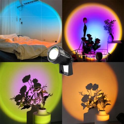 Rainbow Sunset Lamp Projector Atmosphere Night Light Breaking Dawn Coastline Beach Light for Home Bedroom Decoration Dropship