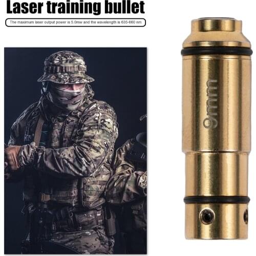 Tactical Training Laser Bullet 9mm Trainer Cartridge Boresighter Brass Red Dot Laser Bore Sight for Dry Fire Training Bullet