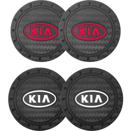 Carbon fiber texture Car Badge Emblem Coaster Water Cup Slot Non-Slip Mat Pad for KIA K2 K3 K5 Sorento Sportage Soul Accessories