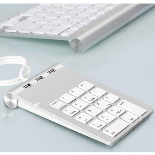 Ultra Slim Keyboard USB Numeric Keypad 18 Keys Mini USB 2.0 Hubs for Digital Keyboard Number Pad Compute PC Laptop