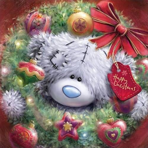 Wreath Plush Bear Cartoon Diamond Painting Round Full Drill Nouveaute DIY Mosaic Embroidery 5D Cross Stitch Christmas Pattern