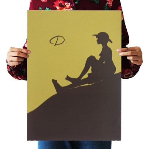 Vintage Cartoon Kraft Paper Poster Anime One Piece Wide Version Struggle Retro Decorative Paintings Wall Sticker