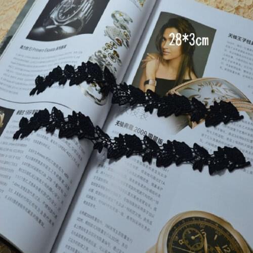 28*3cm(5pieces/lot) Black branches shape water soluble lace applique patch clothes clothing ornament