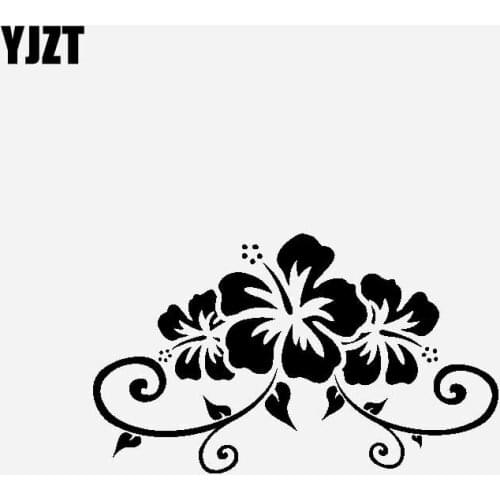 YJZT 17.8CM*10.5CM Originality Car Sticker Vinyl Decal Hibiscus Mutually Bloomingr Black/Silver C23-0406
