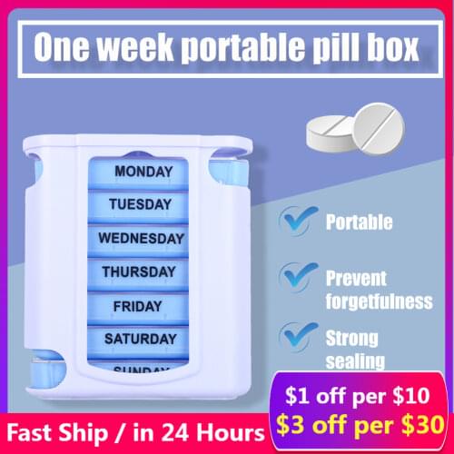 Weekly Medicine Storage Box Strong Sealing Tablet Drugs Organizer Travel Portable Container Box for Personal Health Care