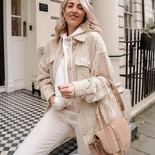 Celeb Wollen Blends BF Loose Womens Winter Jacket Coat Outerwear 2020 New