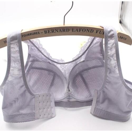 Womens Thin Underwear No Steel Ring No Sponge Gathered on the Sexy Back Comfortable Breathable Four-Breasted Bra