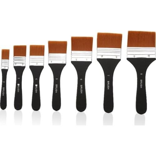 Lonely Finger 1pc Flat Tip Nylon Oil Artist Paint Brush Different Size Acrylic Watercolor Gouache for Art School Supplies