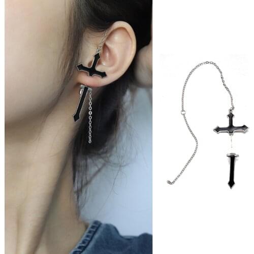 1pcs New Fashion Vintage Cross Drop Earrings for Women Long Chain Zipper Dragon Snake for Men Women Party Punk Jewelry Gift