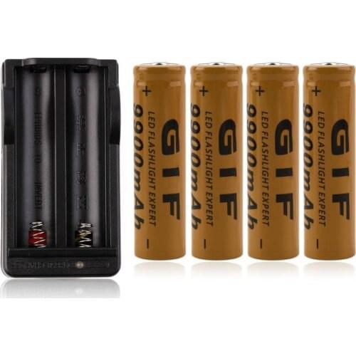 100% Original battery charger US Plug Charger + 4PCs 3.7V 9900mAh Rechargeable 18650 Li-ion Battery Cell Part Kit TSLM1