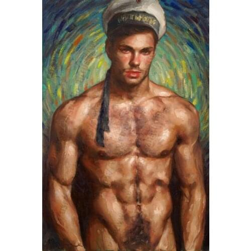 100% Hand-painted Oil Painting Portrait of a Young Boy Man Mr Portrait Nude