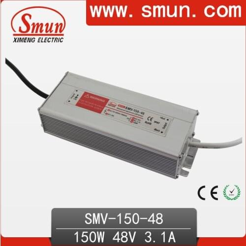 150W 48V 3A Waterproof IP67 LED Driver Switching Power Supply for Led Strip Light with CE ROHS 1 Year Warranty SMV-150-48