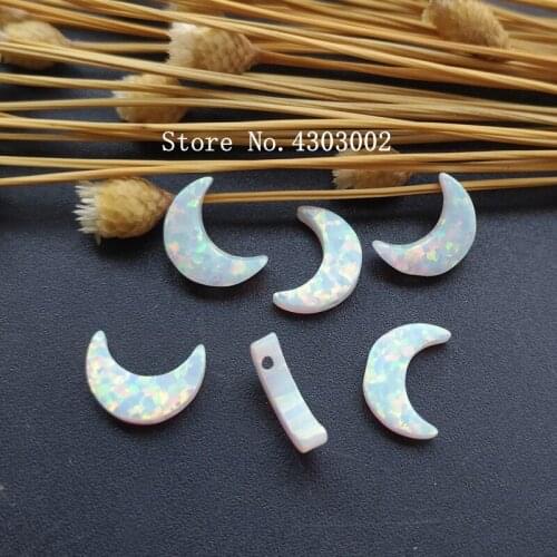 20pcs/lot 8x11mm op17 white Synthetic Moon Cut Opal Stone Moon Fire Opal for DIY Jewelry