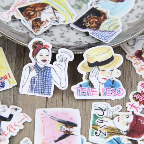 40cs Pretty Young Lady Girl Decorative Crafting Scrapbooking Stickers for DIY Gift Phone Case Laptop Cup Deocr