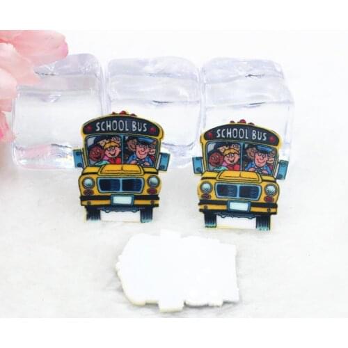 50pcs/lot flat back resin cartoon kawaii resin school bus DIY resin cabochons accessories