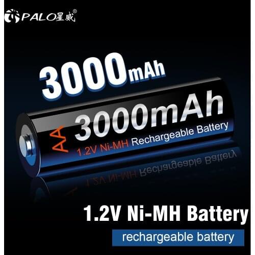 PALO 4-12pcs AA Rechargeable Battery 3000mah 1.2v Ni-MH Pre-charged AA Battery Rechargeable for Toy Camera Battery AA