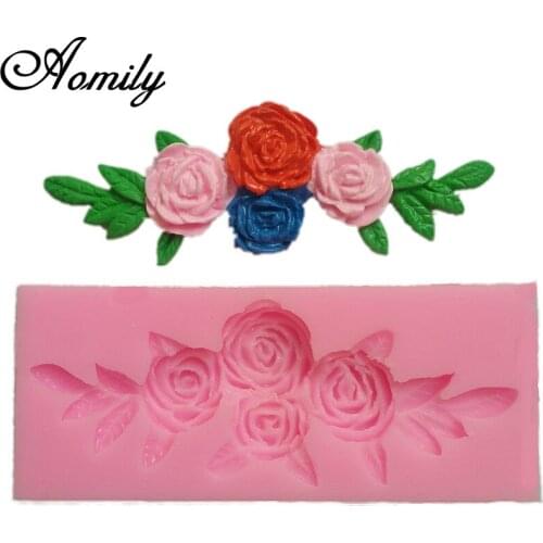 Aomily Lace Rose Shaped 3D Silicon Chocolate Jelly Candy Wedding Cake Mold DIY Pastry Bar Ice Block Mould Baking Tools