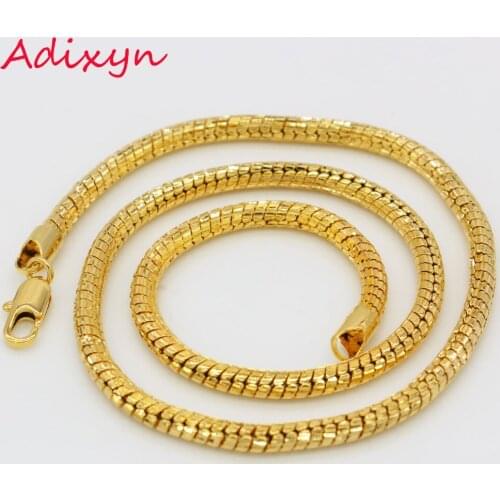Adixyn Men/Women/Unisex Jewelry Chain Chokers Necklace Gold Color Copper Hiphop Mans 7mm Chain Wholesale