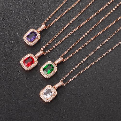 Wedding Engagement Necklaces For Bride Shiny Multicolor Zircon Pendant Necklace Jewelry Chain On The Neck Fashion Jewellry N399