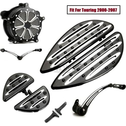 Black F+R Deep cnc cit Floorboards Foot boards Shifter Brake Arm levers Air Cleaner filters For harley 1998-2006 Road Glide EFI