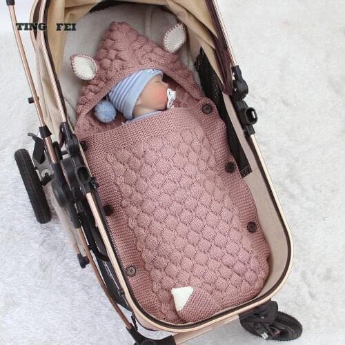 Baby Sleeping Bags Envelope Infant Sleepsack Footmuff for Stroller Knitted Sleep Sack Newborn Swaddle Knit Wool Kid Accessories