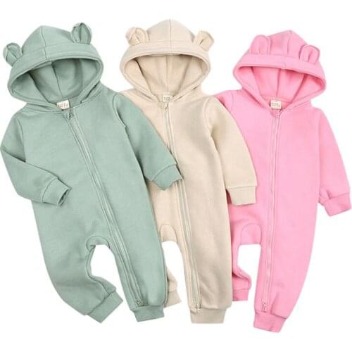 Infant Romper Fall/Winter Hoodie Girl Baby Jumpsuit Outing Clothes Thicken Romper Newborn Clothes 0-2 Years Old